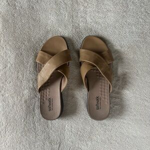SoftWalk Brown Cross-Band Sandals